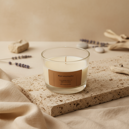 Αρωματικό Κερί Σόγιας in elegant Greek-inspired setting